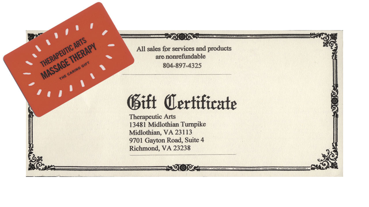 Therapeutic massage gift certificates